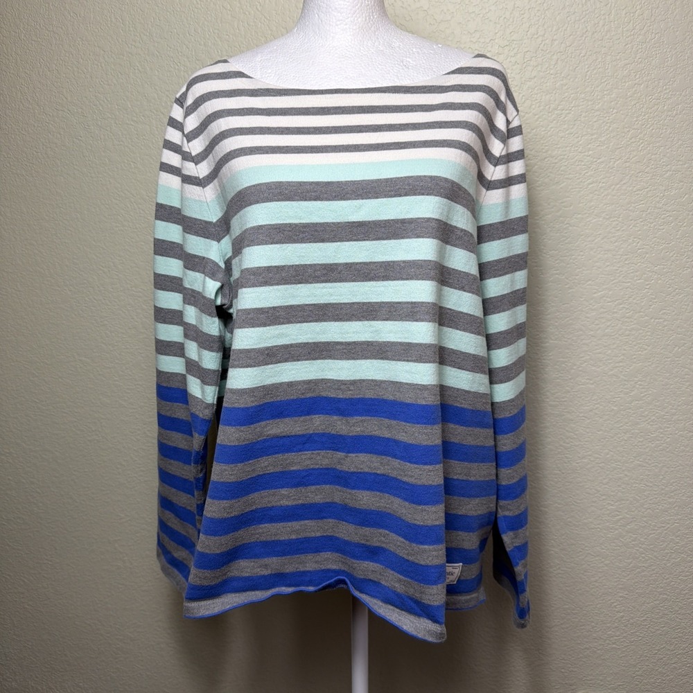 Talbots Top Womens XL Breton Stripe Long Sleeve Pullover Pastel Coastal Casual